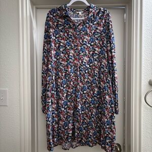 Time and Tru Floral Long Sleeve Collared Dress
